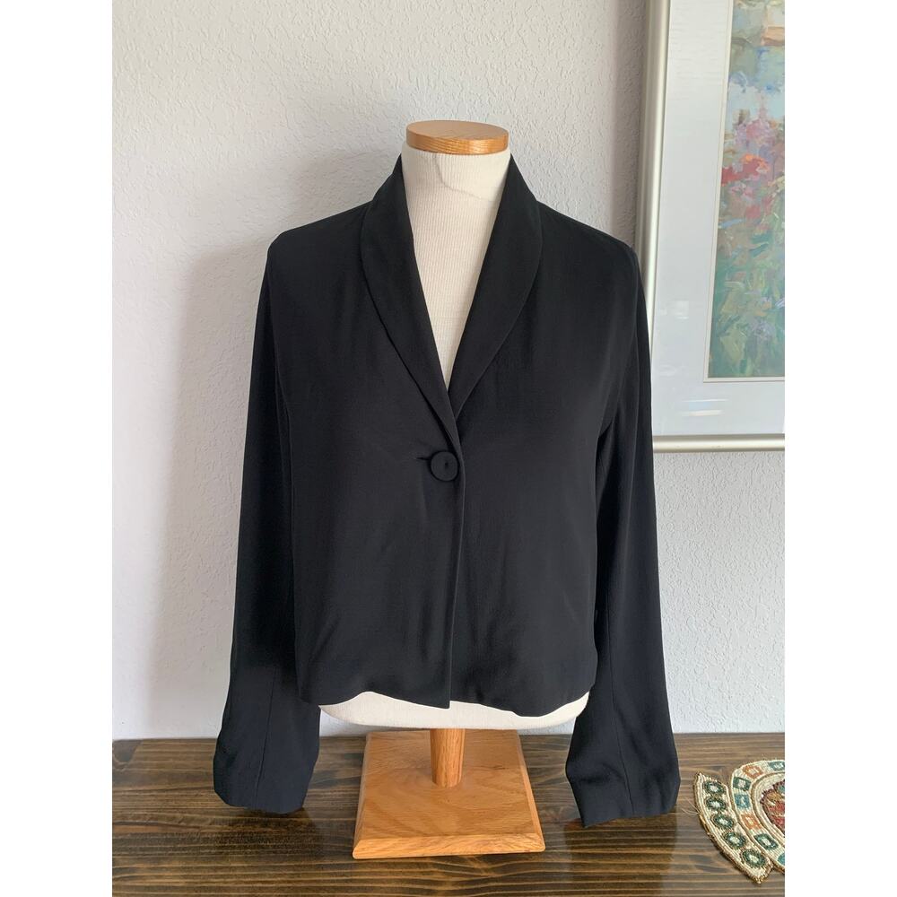 Eileen Fisher Black Silk Jacket Blazer Size Small